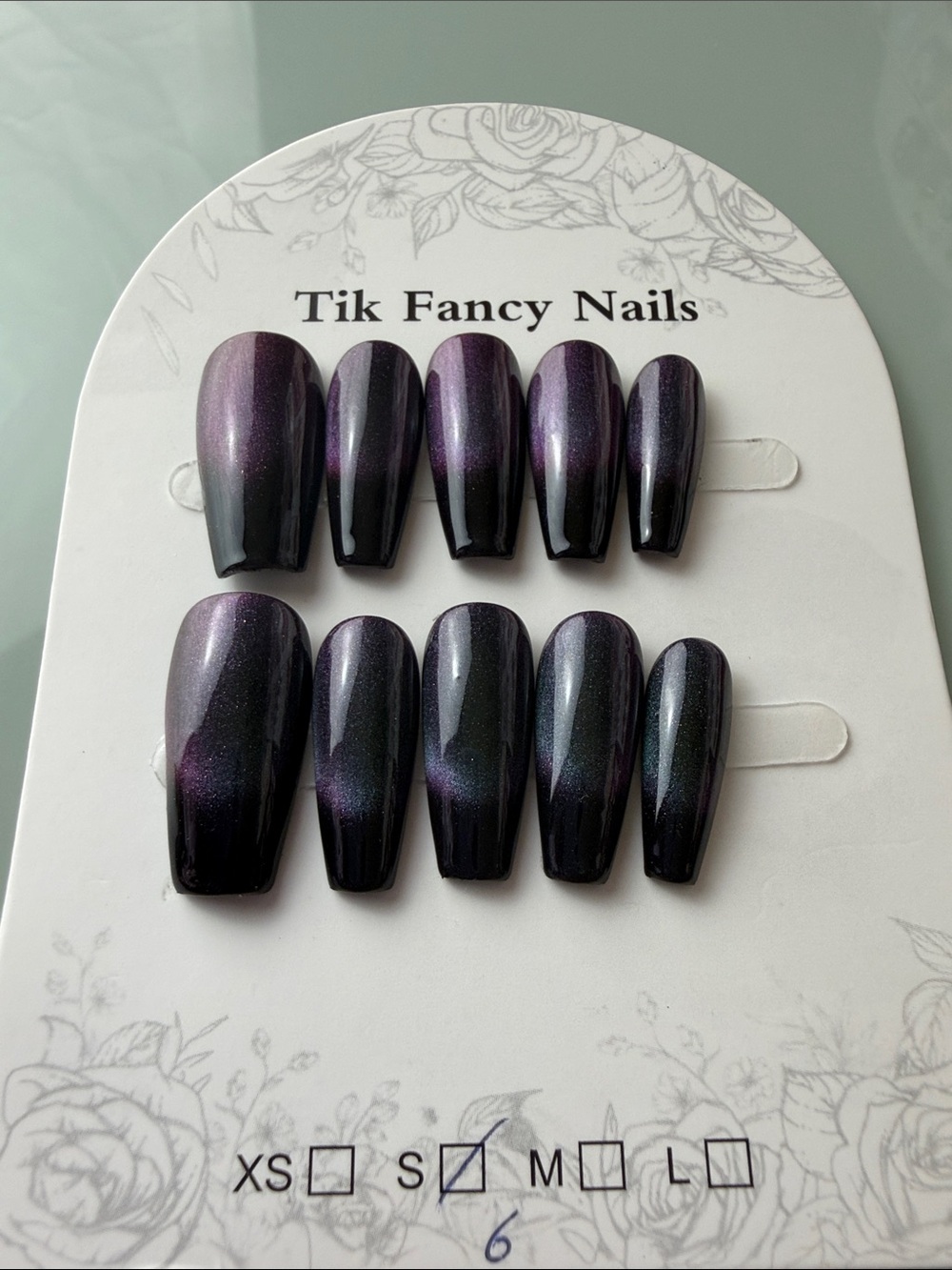 Tik Fancy Nails Deep Purple Cat Eye Press-On Set